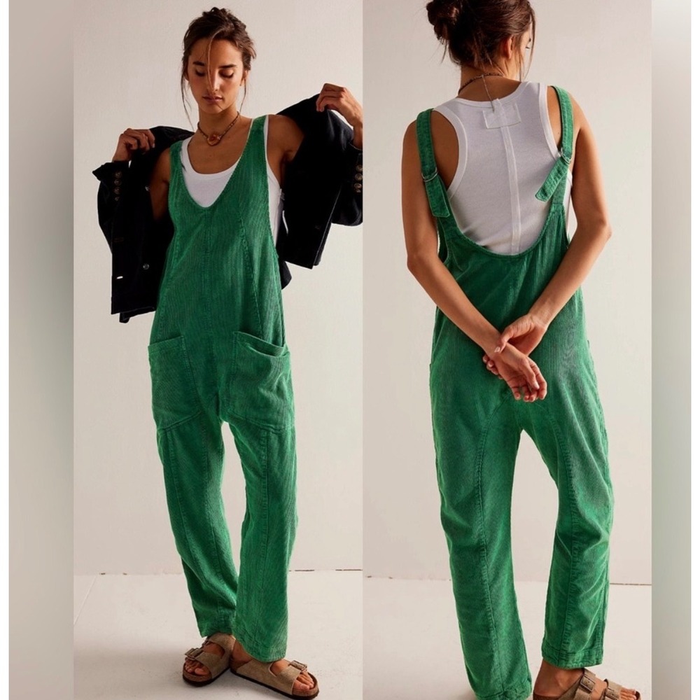 We The Free People high Roller Cord Jumpsuit green large overalls